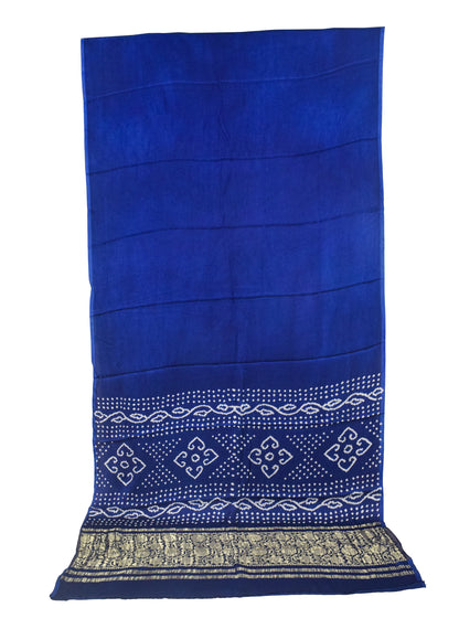 Plain Dyeing Modal Silk Bandhej Pallu Saree Nakshi Border with Blouse Piece - 5.5 Mtr Length   -  SKU : ZD27708A