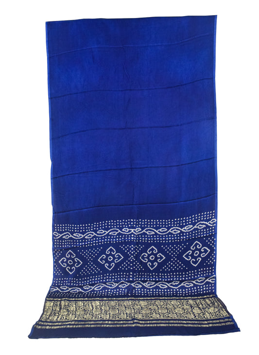 Plain Dyeing Modal Silk Bandhej Pallu Saree Nakshi Border with Blouse Piece - 5.5 Mtr Length   -  SKU : ZD27708A