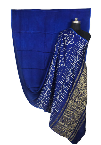 Plain Dyeing Modal Silk Bandhej Pallu Saree Nakshi Border with Blouse Piece - 5.5 Mtr Length   -  SKU : ZD27708A