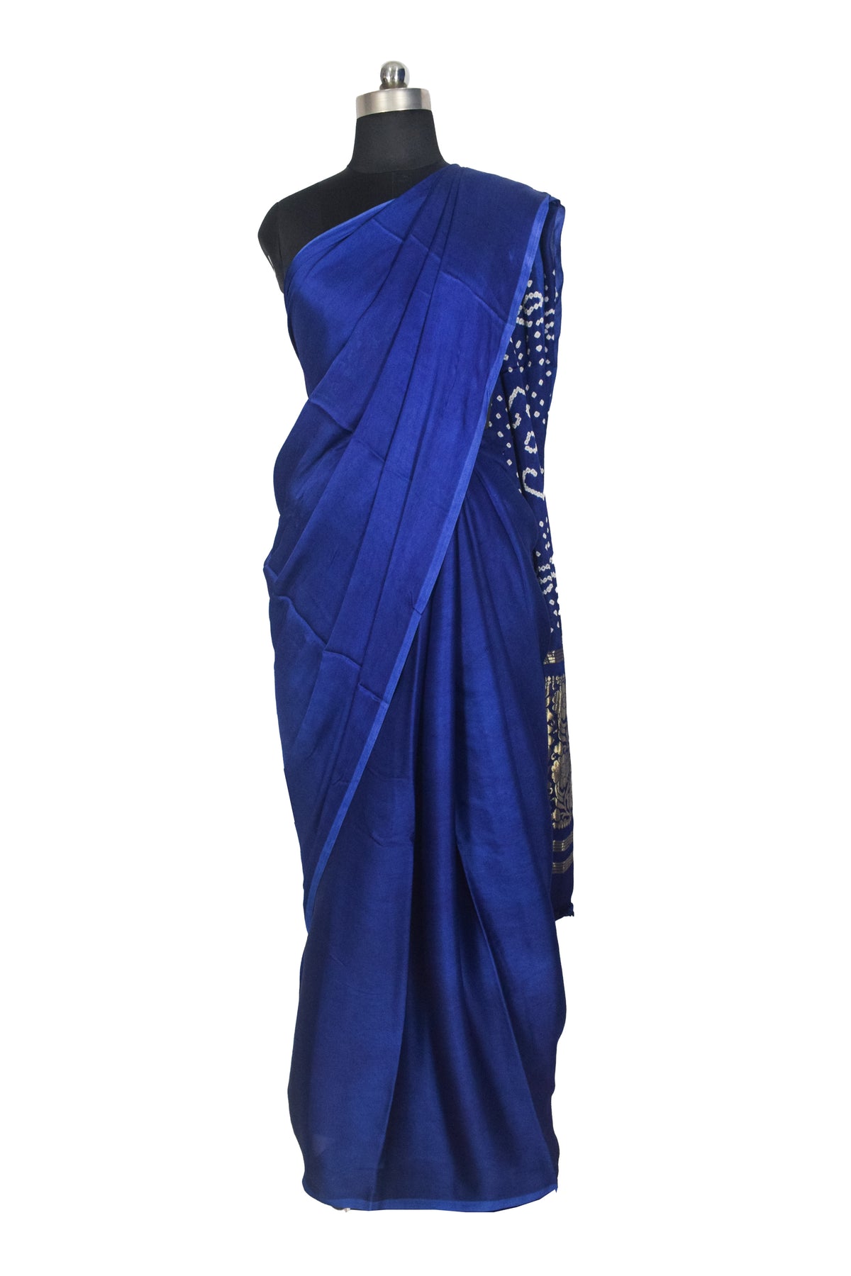 Plain Dyeing Modal Silk Bandhej Pallu Saree Nakshi Border with Blouse Piece - 5.5 Mtr Length   -  SKU : ZD27708A