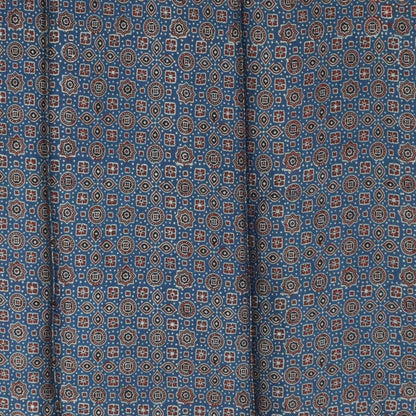 Ajrakh Modal Silk Natural Dye Three Colour Print ( 3 Kam ) Hand Block Print Scarf  - 1.1 Mtr Length   -  SKU : AI11302E