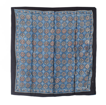 Ajrakh Modal Silk Natural Dye Three Colour Print | 3 Kam | Hand Block Print Scarf  - 1.1 Mtr Length   -  SKU : ID12A01B