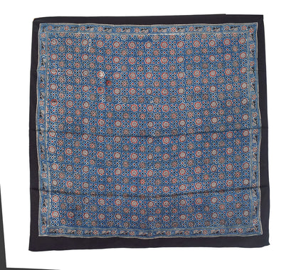 Ajrakh Modal Silk Natural Dye Three Colour Print | 3 Kam | Hand Block Print Scarf  - 1.1 Mtr Length   -  SKU : ID12A01F