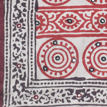 Bela Print Cotton Small Mirror Work Shoulder Bag  - 35 cms Length    -  SKU : KU22501C