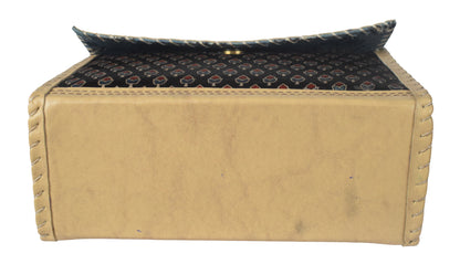 Ajrakh Rexine Hand Embroidered Mirror Work Sling Bag  - 16 cms Length    -  SKU : AB28501D