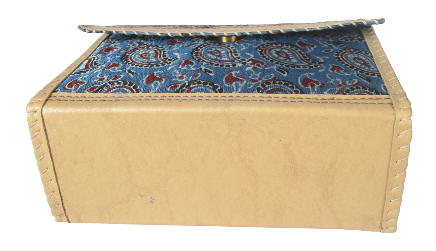 Ajrakh Rexine Hand Embroidered Mirror Work Sling Bag  - 16 cms Length    -  SKU : AB28501A