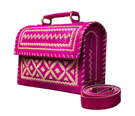 Jari Kaam - Leather Art Pure Leather Leathercraft Hand Made Handcrafted Sling Bag  - 15 cms Length    -  SKU : AB23B02A