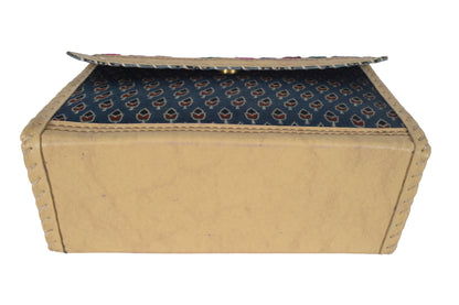 Ajrakh Pure Leather Leathercraft Hand Made Hand Embroidery Sling Bag Mirror Work - 15 cms Height x   -  SKU : AB23B01C
