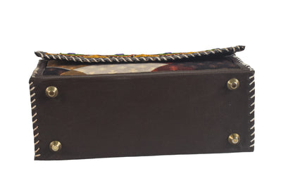 Ajrakh Rexine Hand Made Hand Embroidery Sling Bag Mirror Work - 13 cms Height x    -  SKU : AB06803C