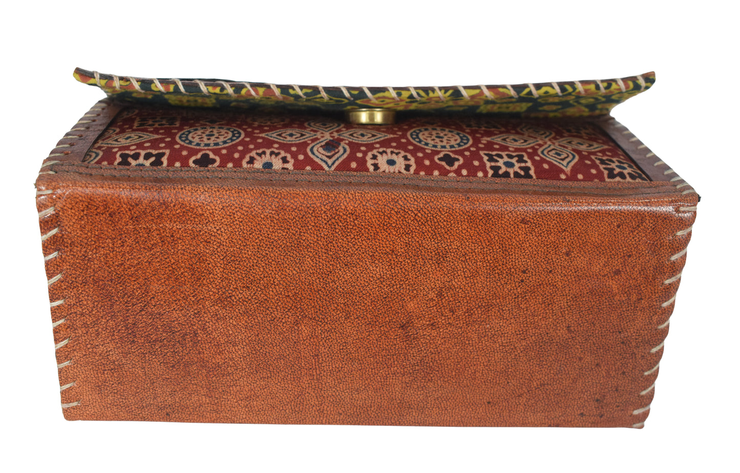 Ajrakh Pure Leather Leathercraft Hand Made Hand Embroidery Sling Bag  - 11.5 cms Length   -  SKU : AB26401A