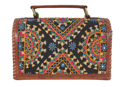 Neran Work Pure Leather Hand Embroidered Mirror Work Sling Bag Leather Craft Belts - 13.5 cms Length   -  SKU : AB08501A