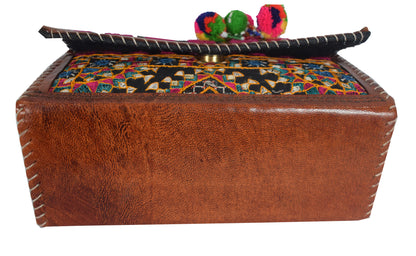 Neran Work Pure Leather Hand Embroidered Mirror Work Sling Bag Leather Craft Belts - 13.5 cms Length   -  SKU : AB08501A