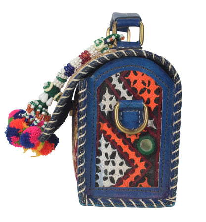 Neran Work Pure Leather Hand Embroidered Mirror Work Sling Bag Leather Craft Belts - 13.5 cms Length   -  SKU : AB07501D