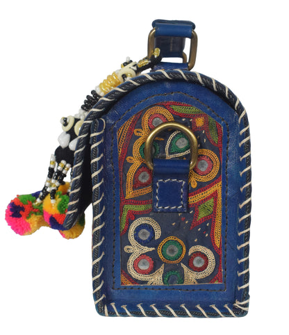 Neran Work Pure Leather Hand Embroidered Mirror Work Sling Bag Leather Craft Belts - 13.5 cms Length   -  SKU : AB07501E