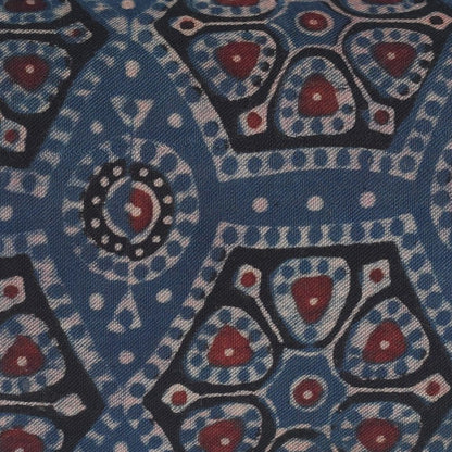 Ajrakh Pure Leather Leathercraft Hand Made Hand Embroidery Sling Bag with Ajrakh Natural Dyed Mashru Silk Body - 12 cms Length   -  SKU : AB25501J
