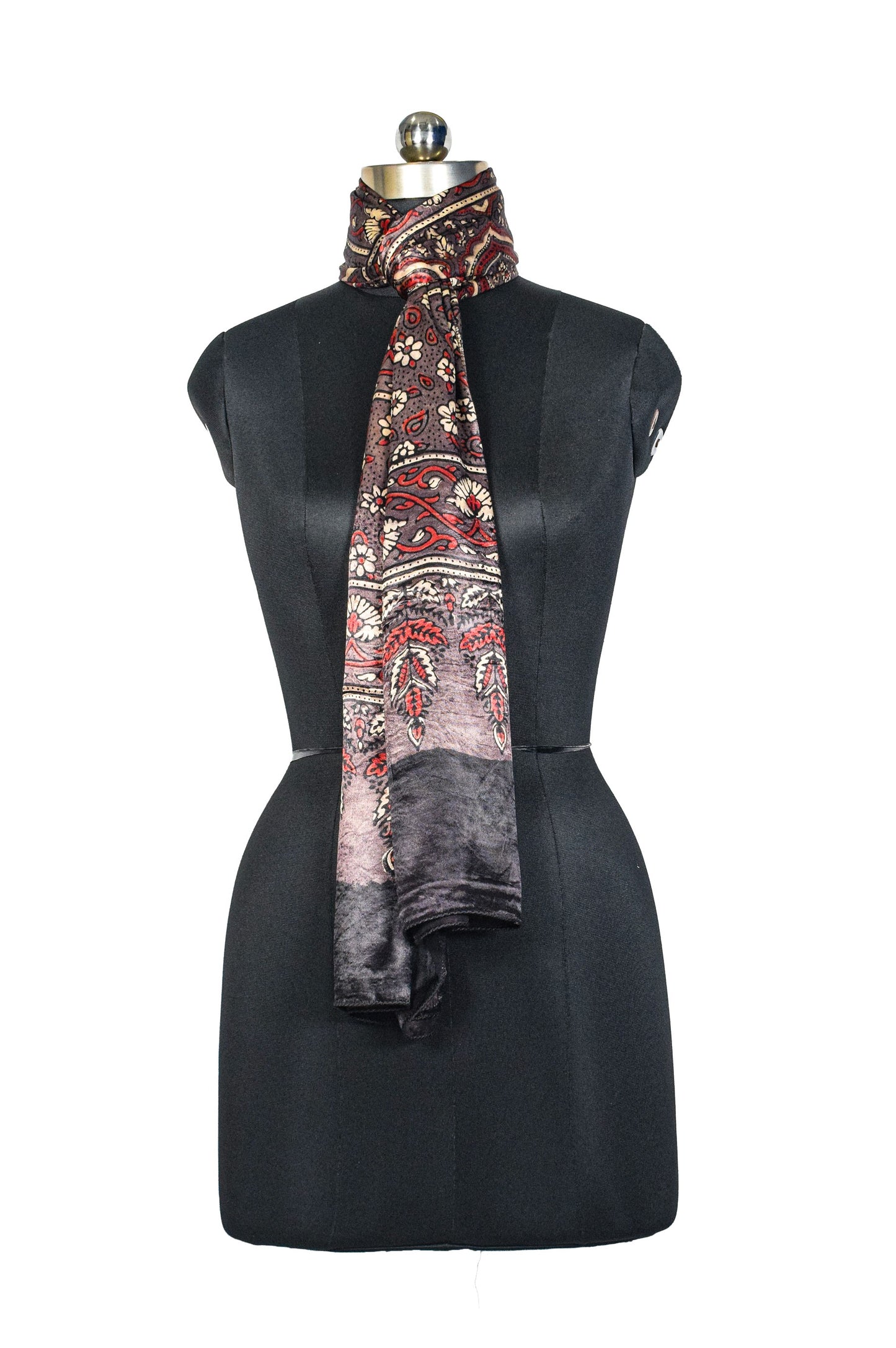 Ajrakh Mashru Silk Natural Dye Hand Block Print Stole  - 2 Mtr Length    -  SKU : JH02C02B