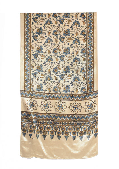 Ajrakh Mashru Silk Natural Dye Hand Block Print Stole   - 2.1 Mtr Length    -  SKU : ID1910AE