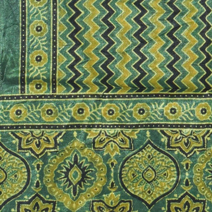 Ajrakh Mashru Silk Natural Dye Hand Block Print Stole   - 2.1 Mtr Length    -  SKU : ID1910AQ