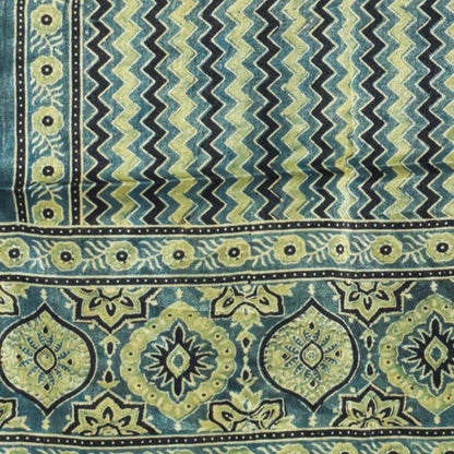 Ajrakh Mashru Silk Natural Dye Hand Block Print Stole   - 2.1 Mtr Length    -  SKU : ID1910AF