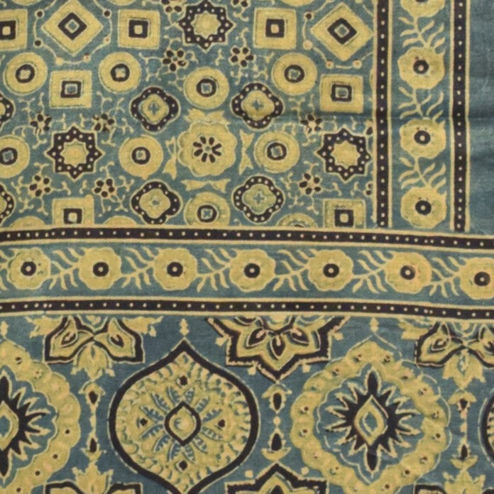 Ajrakh Mashru Silk Natural Dye Hand Block Print Stole   - 2.1 Mtr Length    -  SKU : ID1910AT