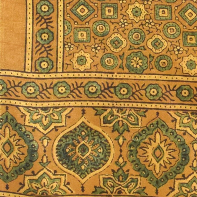 Ajrakh Mashru Silk Natural Dye Hand Block Print Stole   - 2.1 Mtr Length    -  SKU : ID19101I