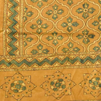 Ajrakh Mashru Silk Natural Dye Hand Block Print Stole   - 2.1 Mtr Length    -  SKU : ID19101P