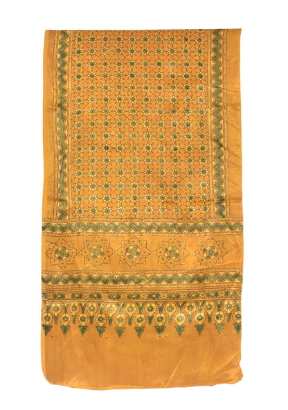 Ajrakh Mashru Silk Natural Dye Hand Block Print Stole   - 2.1 Mtr Length    -  SKU : ID1910AD