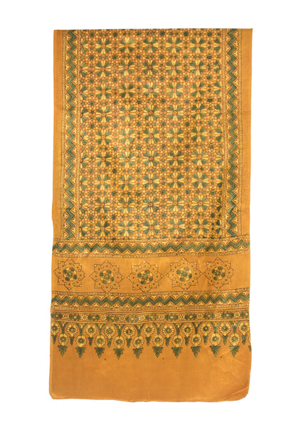 Ajrakh Mashru Silk Natural Dye Hand Block Print Stole   - 2.1 Mtr Length    -  SKU : ID1910AR
