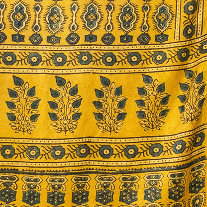 Ajrakh Mashru Silk Natural Dye Hand Block Print Stole  - 2.1 Mtr Length    -  SKU : ID22702F