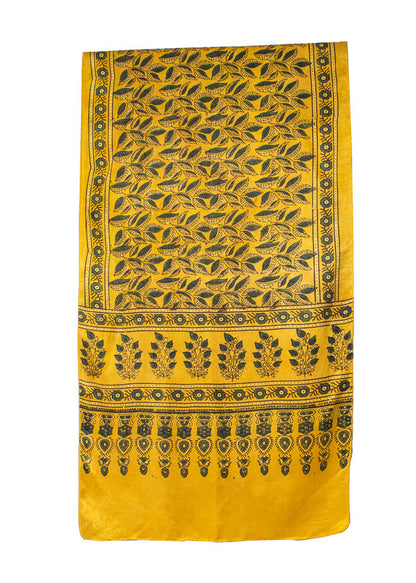 Ajrakh Mashru Silk Natural Dye Hand Block Print Stole  - 2.1 Mtr Length    -  SKU : ID22702H