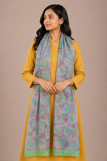Wax Batik Cotton Natural Dye Stole   - 2.1 Mtr Length  -  SKU: RA04901C