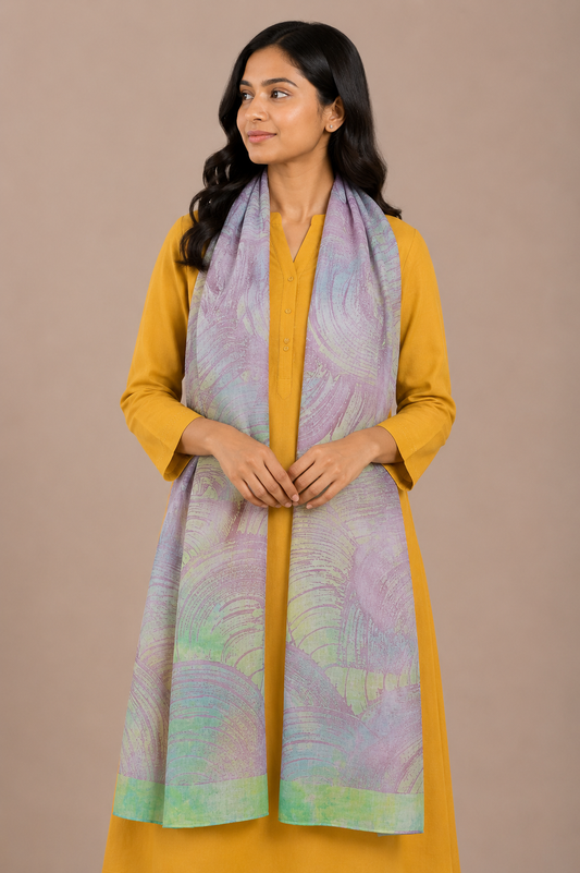 Wax Batik Cotton Natural Dye Stole   - 2.1 Mtr Length  -  SKU: RA04901M