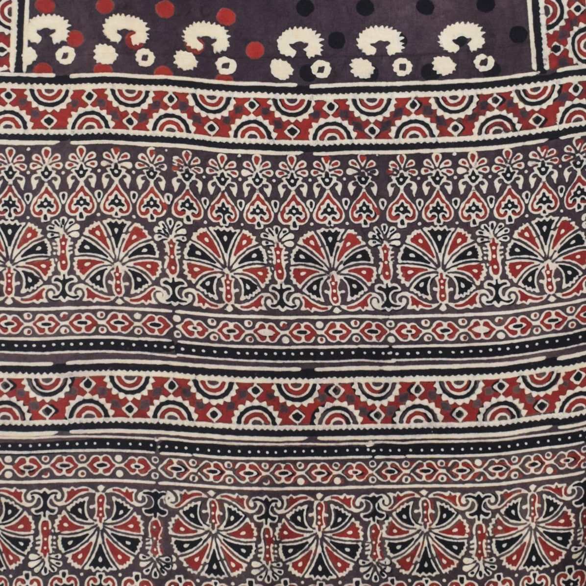 Ajrakh Modal Silk Natural Dye Hand Block Print Stole With Tassels - 2 Mtr Length   -  SKU : EK28901Y