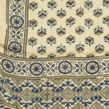 Ajrakh Modal Silk Natural Dye Hand Block Print Stole With Tassels - 2 Mtr Length   -  SKU : AI2783AH