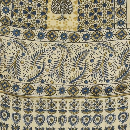 Ajrakh Modal Silk Natural Dye Hand Block Print Stole With Tassels - 2 Mtr Length   -  SKU : AI2783AJ