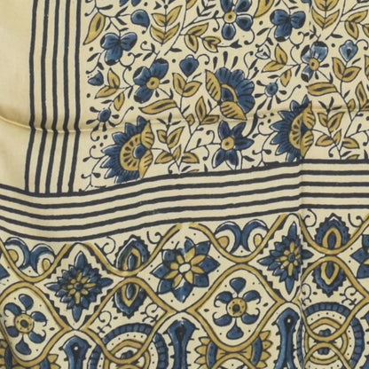 Ajrakh Modal Silk Natural Dye Hand Block Print Stole With Tassels - 2 Mtr Length   -  SKU : AI2783AK