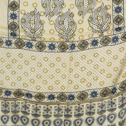 Ajrakh Modal Silk Natural Dye Hand Block Print Stole With Tassels - 2 Mtr Length   -  SKU : AI2783AL