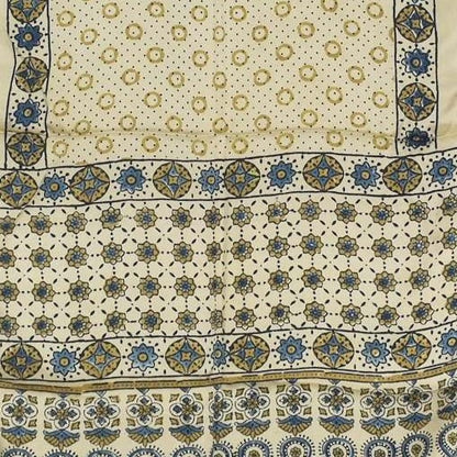 Ajrakh Modal Silk Natural Dye Hand Block Print Stole With Tassels - 2 Mtr Length   -  SKU : AI2783AN
