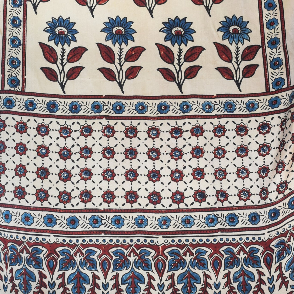 Ajrakh Modal Silk Natural Dye Hand Block Print Stole With Tassels - 2 Mtr Length   -  SKU : EK2890AM