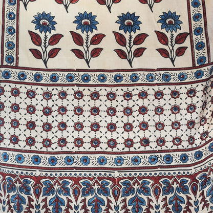 Ajrakh Modal Silk Natural Dye Hand Block Print Stole With Tassels - 2 Mtr Length   -  SKU : EK2890AM