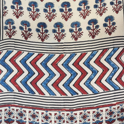 Ajrakh Modal Silk Natural Dye Hand Block Print Stole With Tassels - 2 Mtr Length   -  SKU : EK2890AQ
