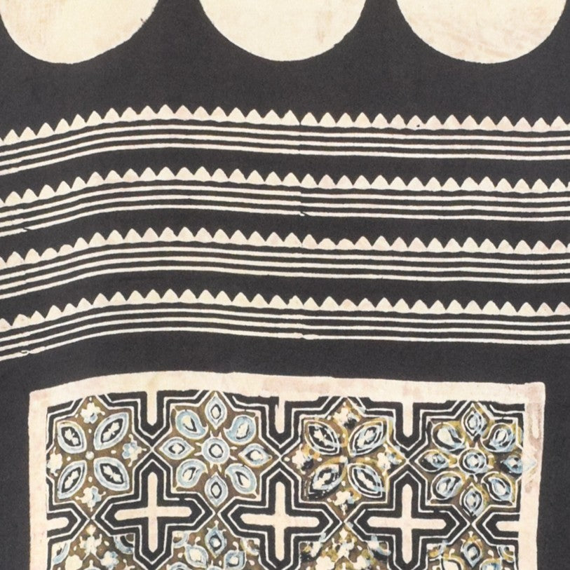 Ajrakh Modal Silk Natural Dye Hand Block Print Stole With Tassels - 2 Mtr Length    -  SKU : AI26901B