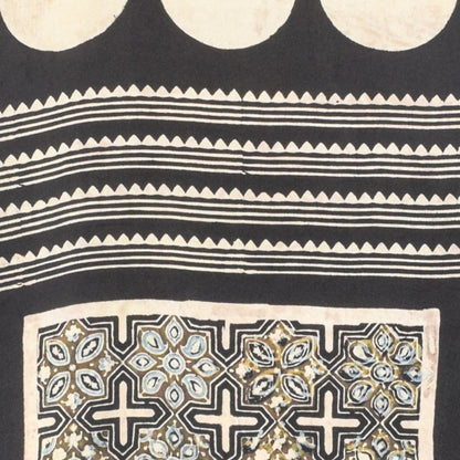 Ajrakh Modal Silk Natural Dye Hand Block Print Stole With Tassels - 2 Mtr Length    -  SKU : AI26901B