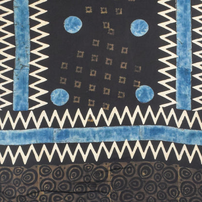 Ajrakh Modal Silk Natural Dye Hand Block Print Stole With Tassels - 2 Mtr Length    -  SKU : AI26901D
