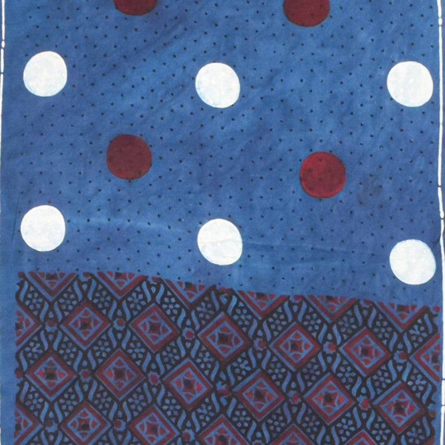 Ajrakh Modal Silk Natural Dye Hand Block Print Stole With Tassels - 2 Mtr Length    -  SKU : AI26901Z