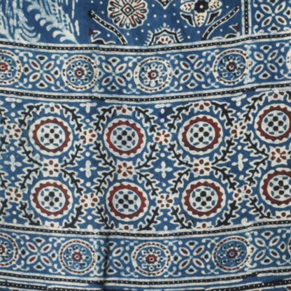 Ajrakh Modal Silk Natural Dye Hand Block Print Stole With Tassels - 2 Mtr Length   -  SKU : EK2890AE