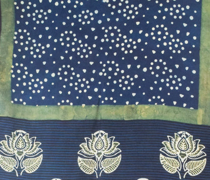 Ajrakh Modal Silk Natural Dye Hand Block Print Stole With Tassels - 2 Mtr Length    -  SKU : AI26901O