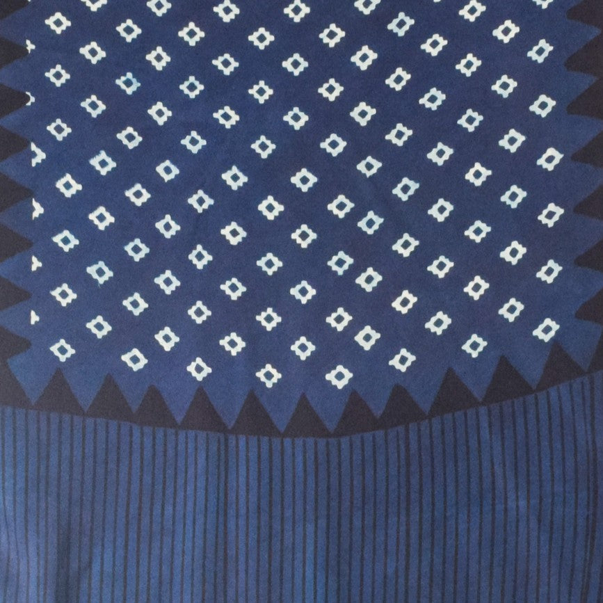 Ajrakh Modal Silk Natural Dye Hand Block Print Stole With Tassels - 2 Mtr Length    -  SKU : AI26901R