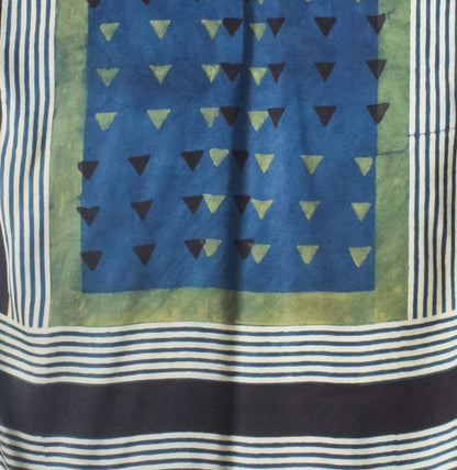 Ajrakh Modal Silk Natural Dye Hand Block Print Stole With Tassels - 2 Mtr Length    -  SKU : AI2690AK