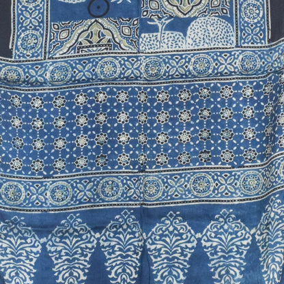 Ajrakh Modal Silk Natural Dye Hand Block Print Stole With Tassels - 2 Mtr Length   -  SKU : AI2783AD